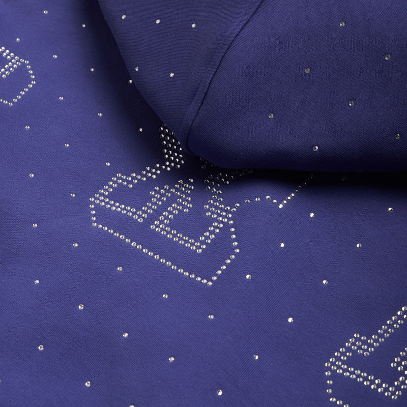 RHINESTONE LETTER ZIP HOODIE BLUE