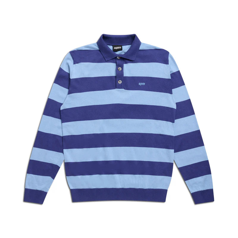LS STRIPED POLO BLUE