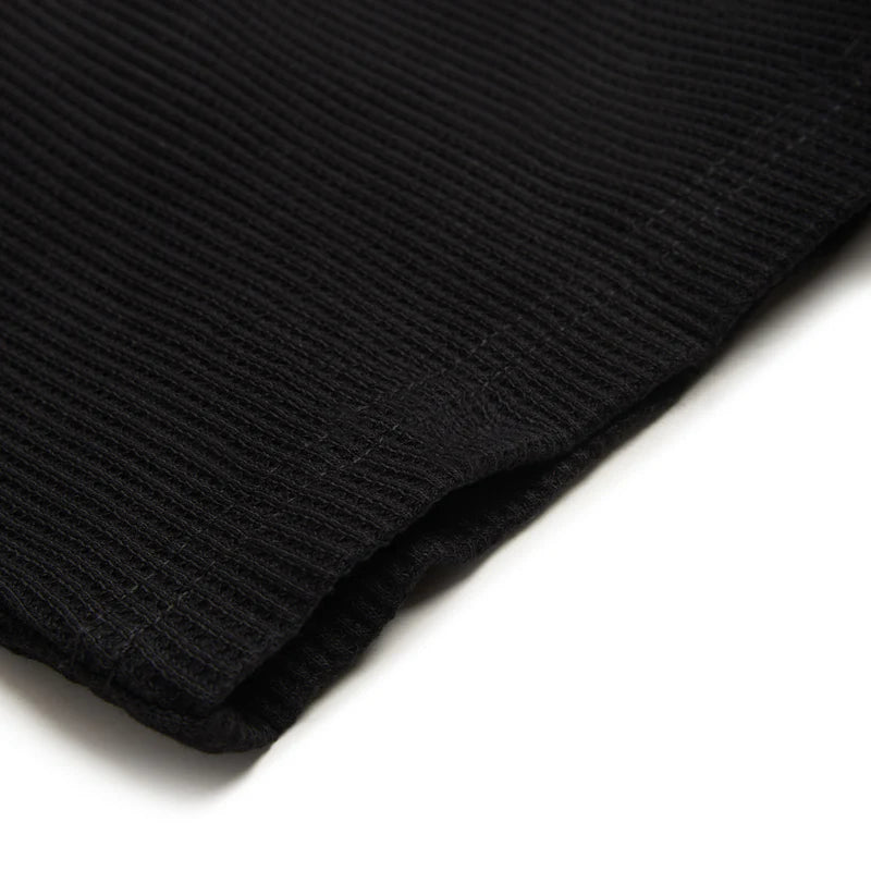 WAFFLE SLEEVE RAGLAN TEE BLACK