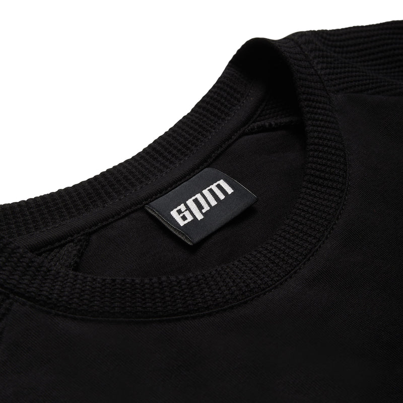 WAFFLE SLEEVE RAGLAN TEE BLACK