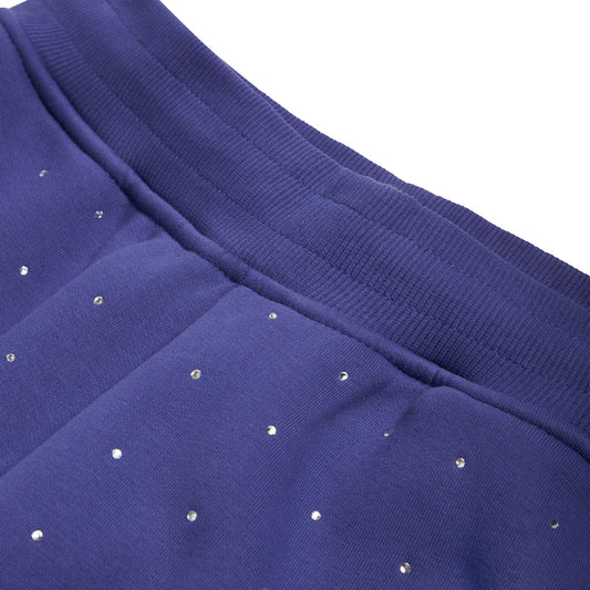 RHINESTONE OPEN LEG JOGGER BLUE