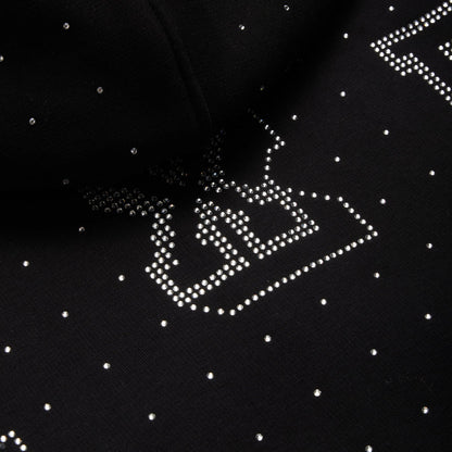 RHINESTONE LETTER ZIP HOODIE BLACK