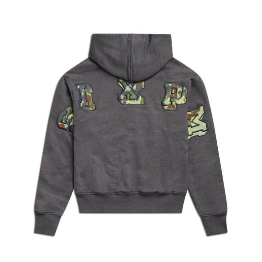 WAFFLE LINED ZIP HOODIE GREY CAMO