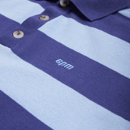 LS STRIPED POLO BLUE