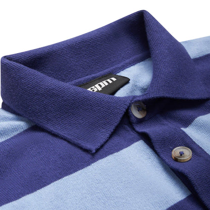 LS STRIPED POLO BLUE