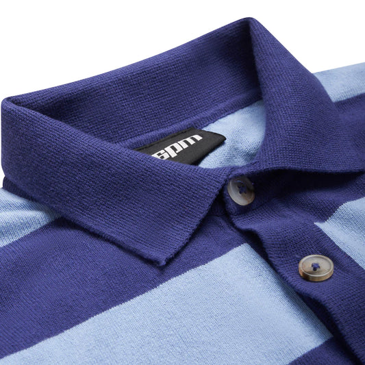 LS STRIPED POLO BLUE