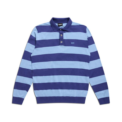 LS STRIPED POLO BLUE