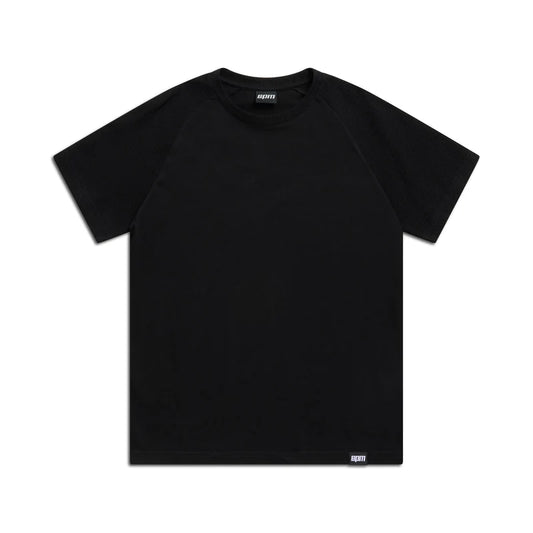WAFFLE SLEEVE RAGLAN TEE BLACK